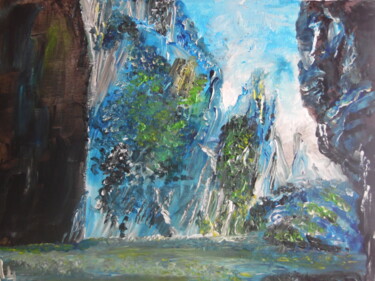 Painting titled "La cascade de la gr…" by Audran, Original Artwork, Acrylic