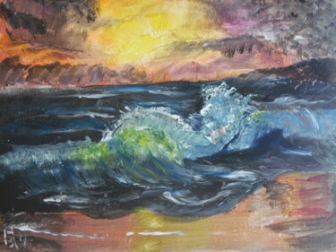 Peinture intitulée "La vague du dragon" par Audran, Œuvre d'art originale, Acrylique