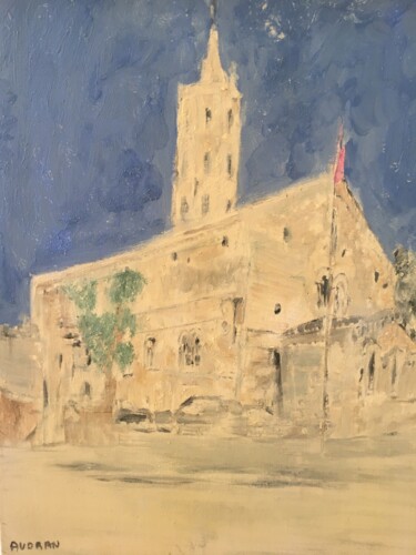 Painting titled "L'église de Aulon e…" by Audran, Original Artwork, Pigments