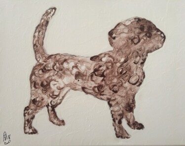Painting titled "Le chiot" by Audran, Original Artwork, Pigments