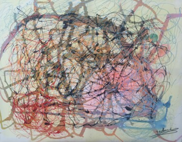 Peinture intitulée "La roue de la vie" par Audran, Œuvre d'art originale, Acrylique