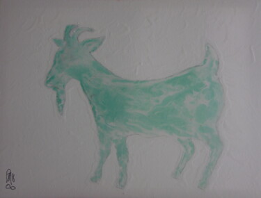 Pintura intitulada "La chèvre en villég…" por Audran, Obras de arte originais, Pigmentos