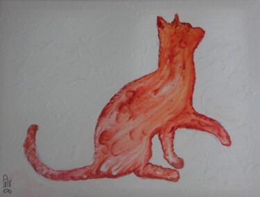 Pintura intitulada "Le chat qui parle" por Audran, Obras de arte originais, Pigmentos