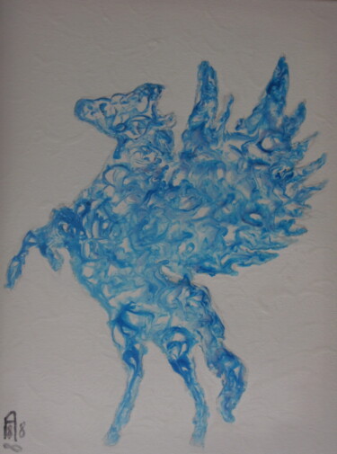 绘画 标题为“Pégase le cheval ai…” 由Audran, 原创艺术品, 颜料