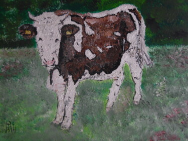 Картина под названием "La vache margerite" - Audran, Подлинное произведение искусства, Акрил