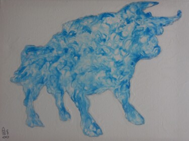 Malerei mit dem Titel "Le Toro au défit" von Audran, Original-Kunstwerk, Pigmente