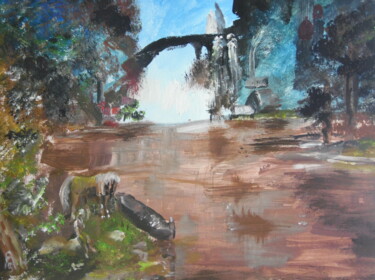 Painting titled "La rivière après l'…" by Audran, Original Artwork, Acrylic