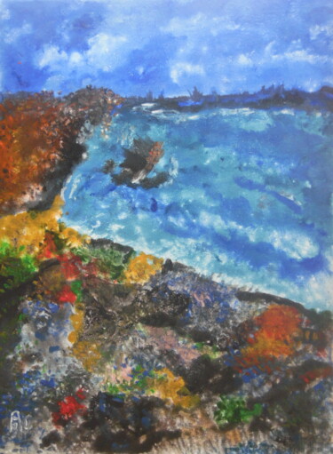 Painting titled "Le litoral méditerr…" by Audran, Original Artwork, Pigments