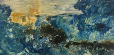 Painting titled "Tsounami la vague" by Audran, Original Artwork, Acrylic