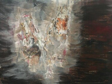 Malarstwo zatytułowany „Les chevaux du phar…” autorstwa Audran, Oryginalna praca, Akryl