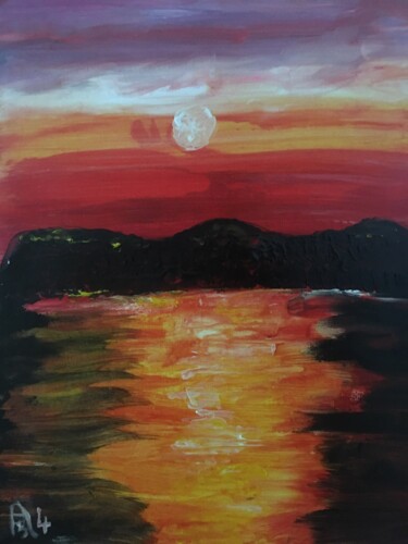 Peinture intitulée "Le feu du soleil su…" par Audran, Œuvre d'art originale, Acrylique