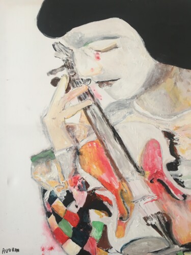 Картина под названием "Le clown triste" - Audran, Подлинное произведение искусства, Акрил