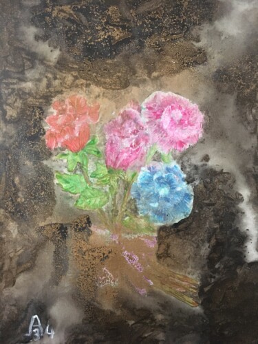 Pittura intitolato "Un bouquet de roses…" da Audran, Opera d'arte originale, Acrilico