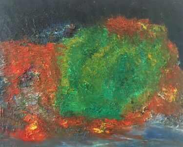Peinture intitulée "Un feu de bois dans…" par Audran, Œuvre d'art originale, Huile