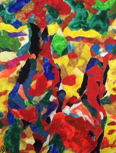 Peinture intitulée "Les étalons sauvages" par Audran, Œuvre d'art originale, Pigments