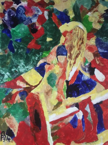 Peinture intitulée "L'enfant dans la na…" par Audran, Œuvre d'art originale, Pigments