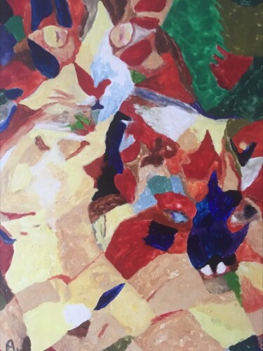 Pittura intitolato "Les chats de la mai…" da Audran, Opera d'arte originale, pigmenti