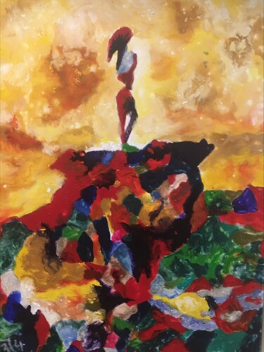 Painting titled "L'horizon" by Audran, Original Artwork, Pigments