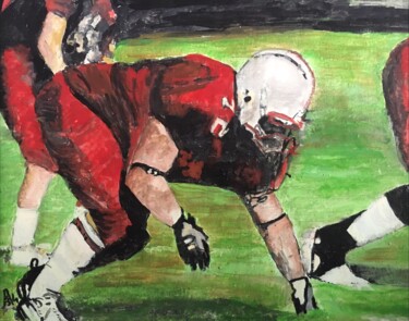 Painting titled "football américain" by Audran, Original Artwork, Pigments Mounted on Wood Panel