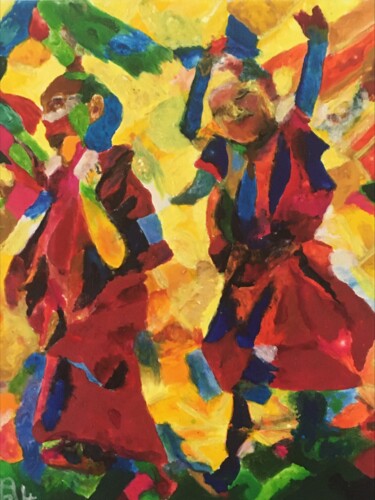 Peinture intitulée "Les enfants du Boud…" par Audran, Œuvre d'art originale, Pigments