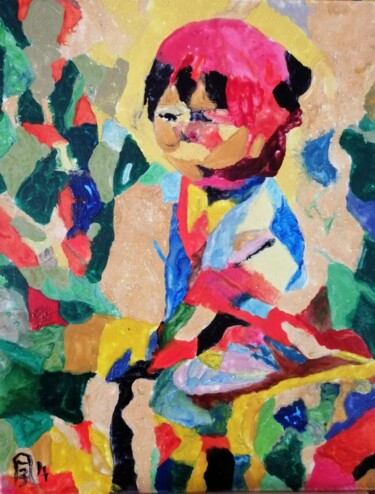 Malerei mit dem Titel "L'enfant qui ne par…" von Audran, Original-Kunstwerk, Pigmente