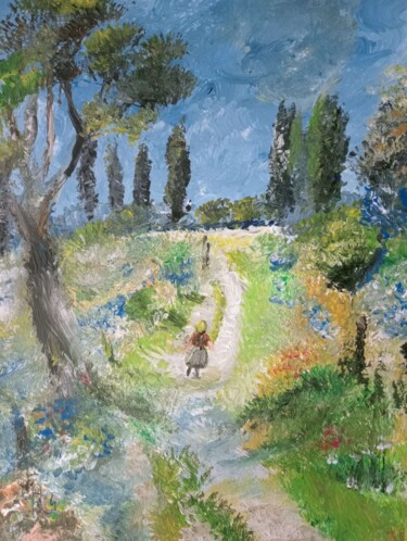 Pittura intitolato "La petite fille sur…" da Audran, Opera d'arte originale, Acrilico