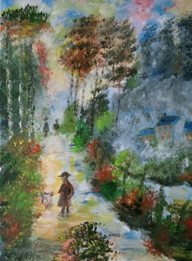 Peinture intitulée "Un chemin de promen…" par Audran, Œuvre d'art originale, Acrylique