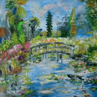 Pintura intitulada "Le pont fleuri" por Audran, Obras de arte originais, Acrílico