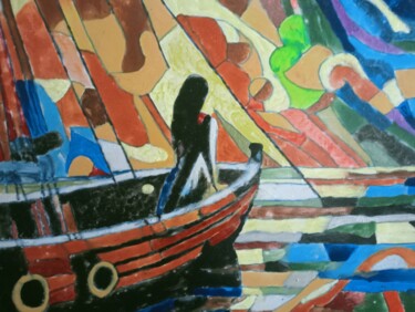 Painting titled "Le voyage de l'espr…" by Audran, Original Artwork, Pigments