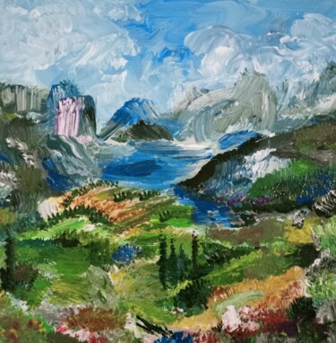 Malerei mit dem Titel "Une vallée encaissée" von Audran, Original-Kunstwerk, Acryl