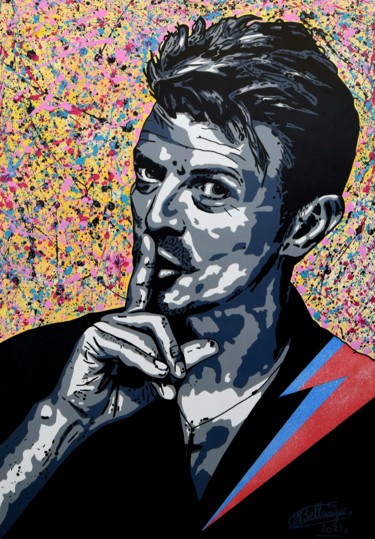 Painting titled "BOWIE" by Myriam Bellanger, Original Artwork, Acrylic