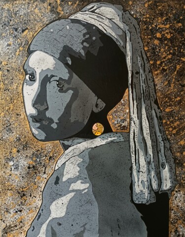 Peinture intitulée "LA JEUNE FILLE À LA…" par Myriam Bellanger, Œuvre d'art originale, Acrylique