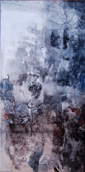 Painting titled "Fleur lunaire" by Myriam Bonneau, Original Artwork