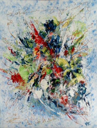 Malerei mit dem Titel "Le bouquet de fleurs" von Myriam Carbonnier (Myri- âme C), Original-Kunstwerk, Acryl