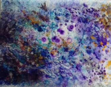 Peinture intitulée "Les violettes" par Myriam Carbonnier (Myri- âme C), Œuvre d'art originale, Acrylique