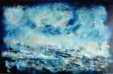 Pittura intitolato "Un soir d'orage ..." da Myriam Carbonnier (Myri- âme C), Opera d'arte originale, Olio