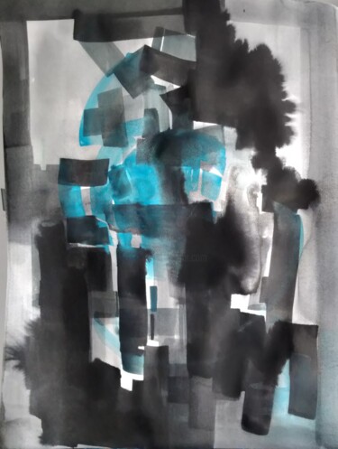 Peinture intitulée "Abstract encre de c…" par Myriam Carbonnier (Myri- âme C), Œuvre d'art originale, Encre