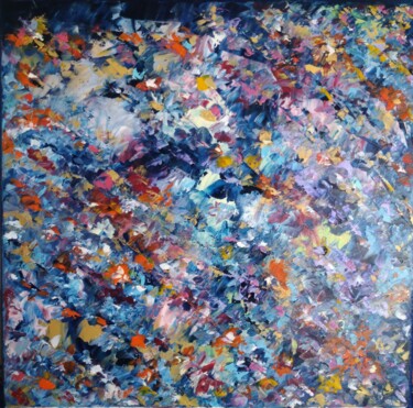 Pintura intitulada "L'énergie des fleur…" por Myriam Carbonnier (Myri- âme C), Obras de arte originais, Óleo