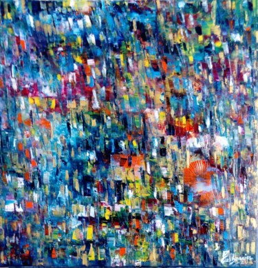 Peinture intitulée "crowd in the city" par Myriam Carbonnier (Myri- âme C), Œuvre d'art originale, Huile