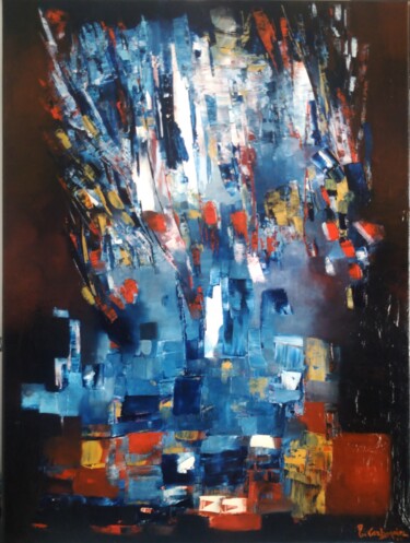 Painting titled "Asbtraction lyrique" by Myriam Carbonnier (Myri- âme C), Original Artwork, Oil