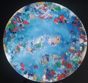 Painting titled "Bleu et rouge, eau…" by Myriam Carbonnier (Myri- âme C), Original Artwork, Acrylic