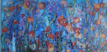 Peinture intitulée "Fleurs d'eau douce" par Myriam Carbonnier (Myri- âme C), Œuvre d'art originale, Huile
