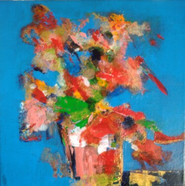Peinture intitulée "Le pot de fleurs" par Myriam Carbonnier (Myri- âme C), Œuvre d'art originale, Acrylique