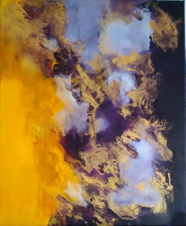 Painting titled "Un orage améthiste" by Myriam Carbonnier (Myri- âme C), Original Artwork, Acrylic