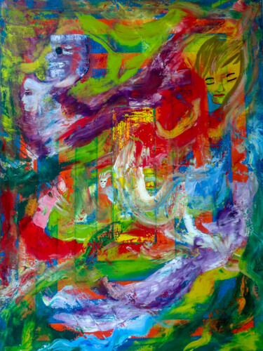 Peinture intitulée "Rêve-en-couleurs." par Myriam Djaouk, Œuvre d'art originale, Huile