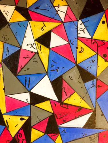 Painting titled "Triangles.jpg" by Myriam Djaouk, Original Artwork, Acrylic
