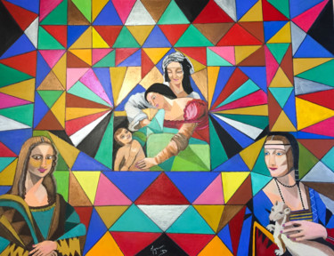 Peinture intitulée "Dames de Vinci" par Myriam Djaouk, Œuvre d'art originale, Acrylique