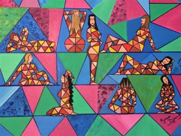 Malerei mit dem Titel "Hamam" von Myriam Djaouk, Original-Kunstwerk, Acryl