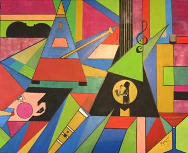 Painting titled "Jazz" by Myriam Djaouk, Original Artwork, Acrylic
