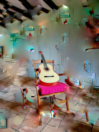 Arts numériques intitulée "La guitare" par Myriam D, Œuvre d'art originale, Travail numérique 2D